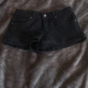 black denim shorts
